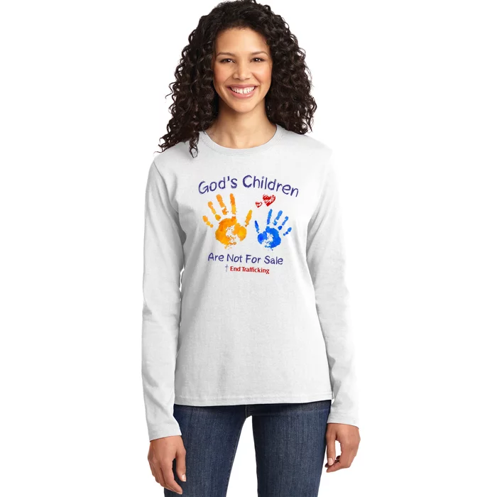 Gods Children Are Not For Sale Hand Prints Ladies Long Sleeve Shirt