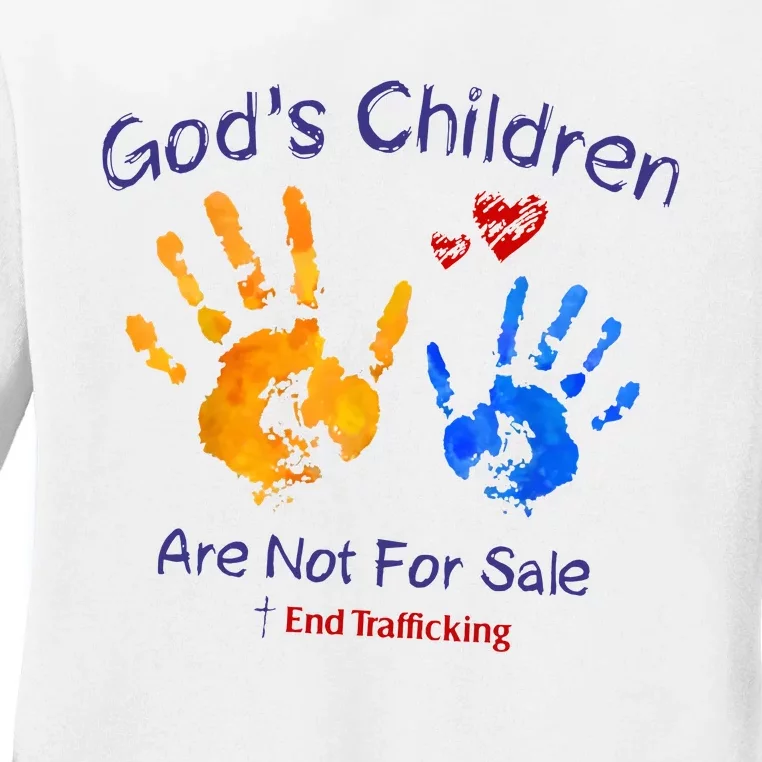 Gods Children Are Not For Sale Hand Prints Ladies Long Sleeve Shirt