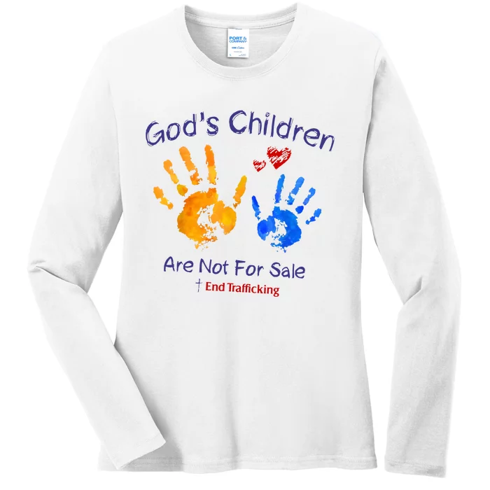 Gods Children Are Not For Sale Hand Prints Ladies Long Sleeve Shirt