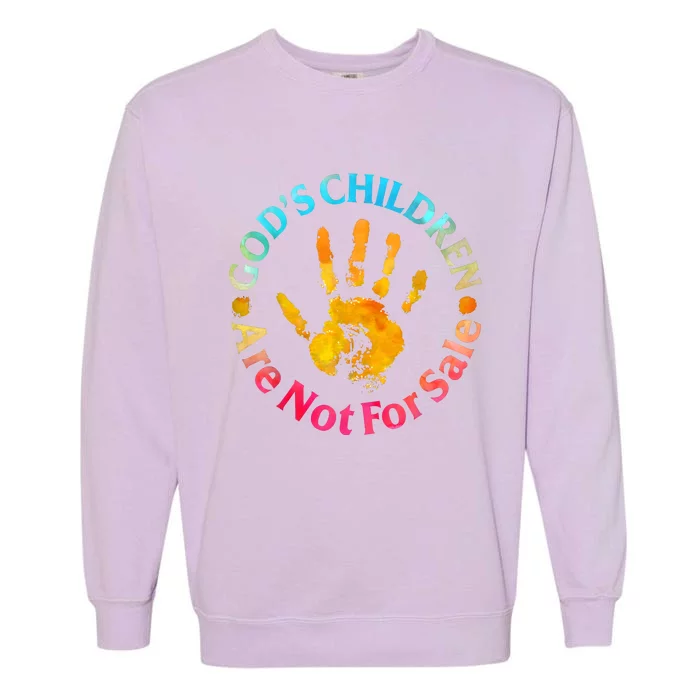 Gods Children Are Not For Sale Hand Prints Garment-Dyed Sweatshirt