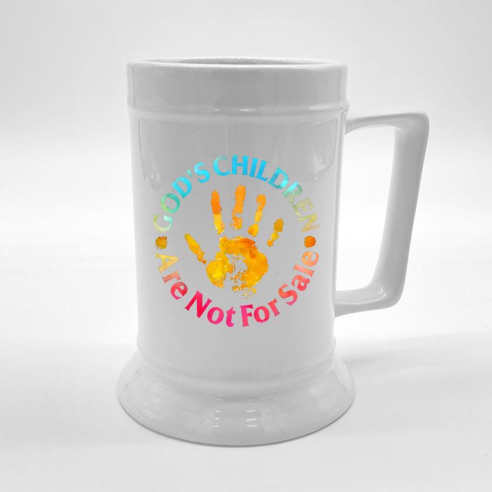 Gods Children Are Not For Sale Hand Prints Front & Back Beer Stein