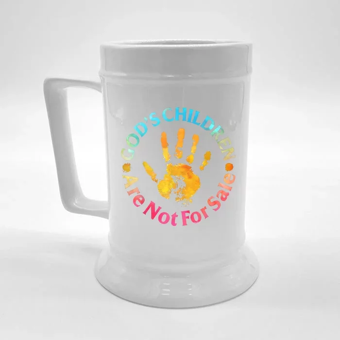 Gods Children Are Not For Sale Hand Prints Front & Back Beer Stein