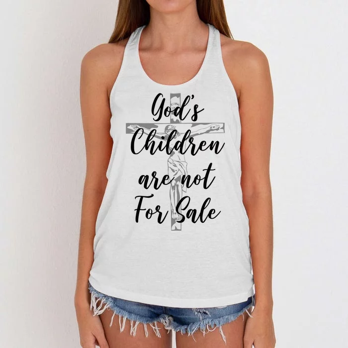 Gods Children Are Not For Sale Christ Awareness Women's Knotted Racerback Tank