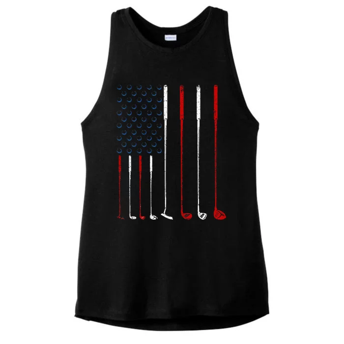 Golf Clubs American Flag Ladies Tri-Blend Wicking Tank