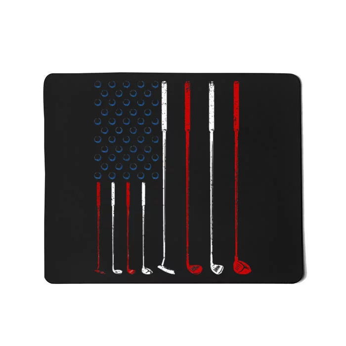 Golf Clubs American Flag Mousepad