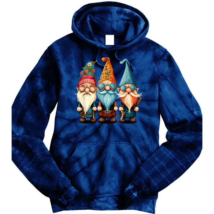 Gnome Cute And Funny Gnome Hippie Sunflower Peace Love Tie Dye Hoodie