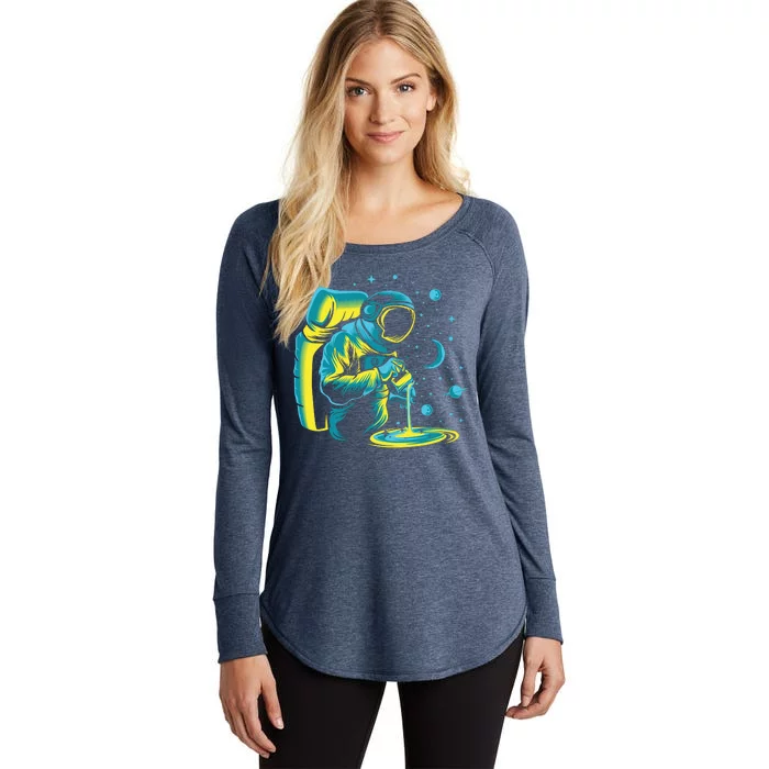 Galaxy Coffee Astronaut Pouring Coffee Women's Perfect Tri Tunic Long Sleeve Shirt