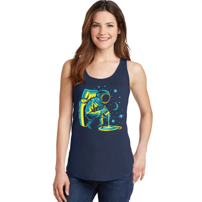 Galaxy Coffee Astronaut Pouring Coffee Ladies Essential Tank