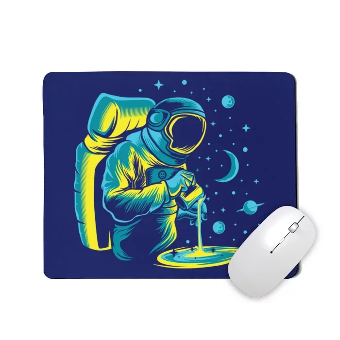 Galaxy Coffee Astronaut Pouring Coffee Mousepad