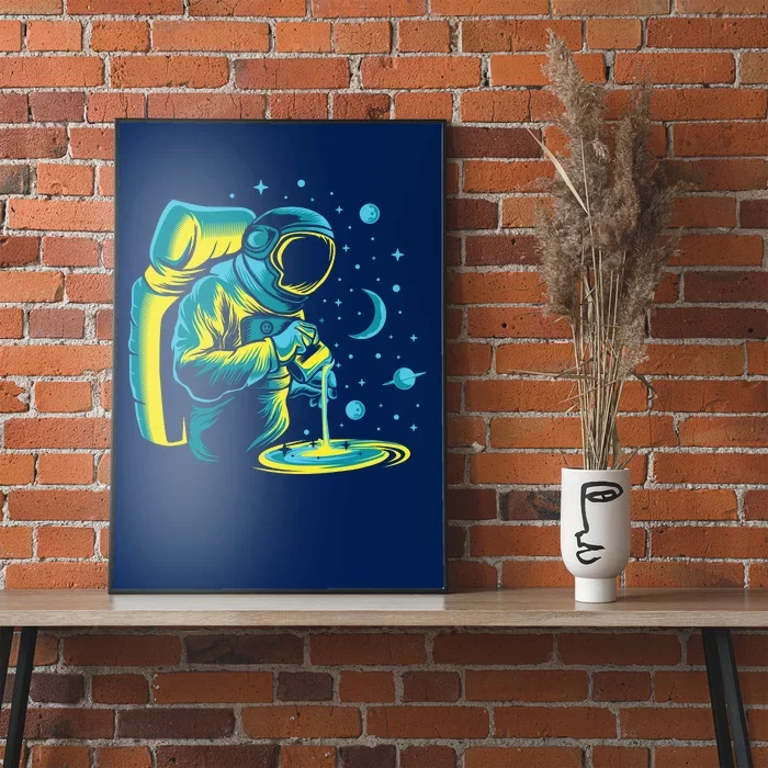 Galaxy Coffee Astronaut Pouring Coffee Poster