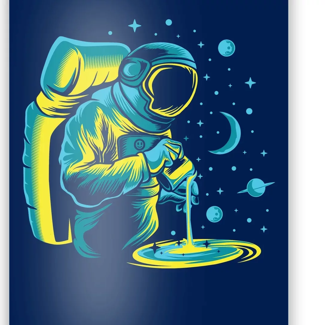 Galaxy Coffee Astronaut Pouring Coffee Poster