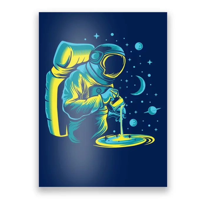 Galaxy Coffee Astronaut Pouring Coffee Poster