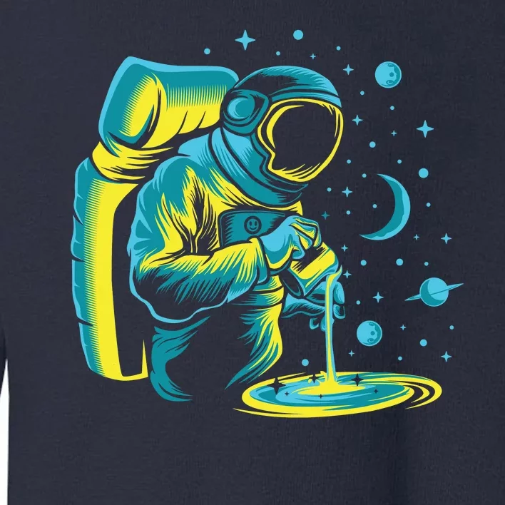 Galaxy Coffee Astronaut Pouring Coffee Toddler Sweatshirt