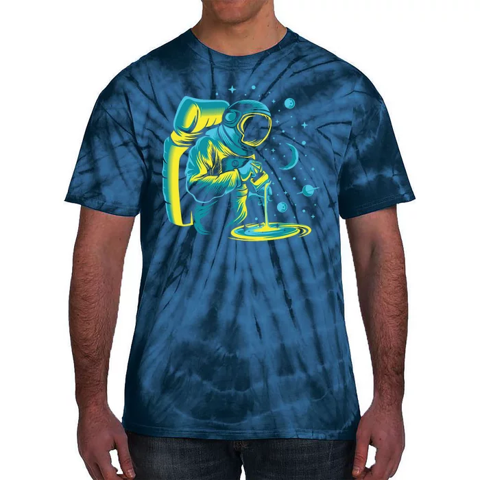 Galaxy Coffee Astronaut Pouring Coffee Tie-Dye T-Shirt