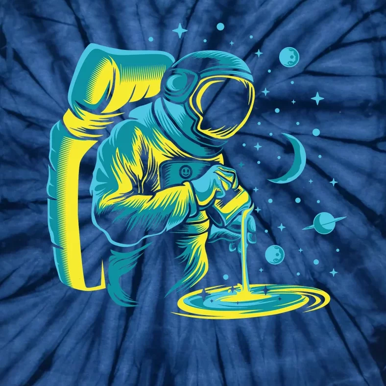 Galaxy Coffee Astronaut Pouring Coffee Tie-Dye T-Shirt