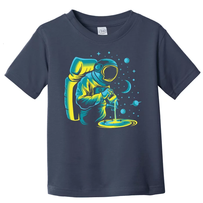 Galaxy Coffee Astronaut Pouring Coffee Toddler T-Shirt