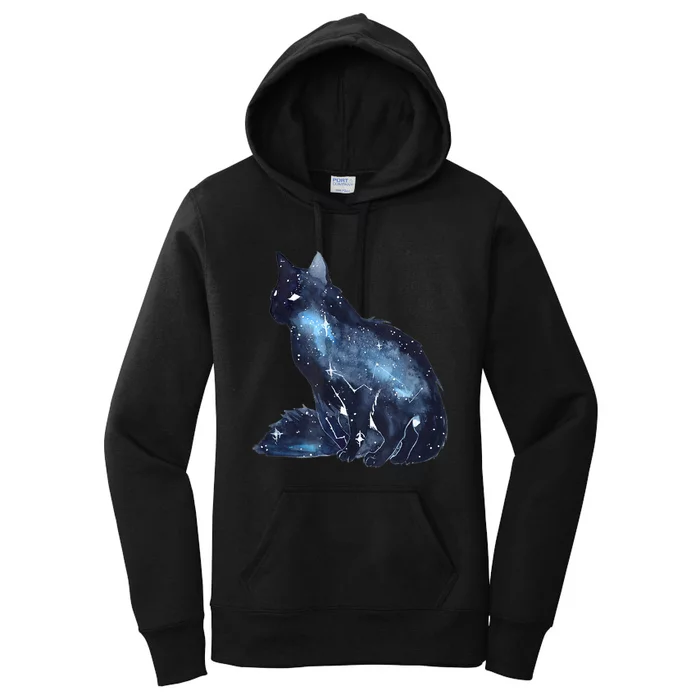 Galactic Cat Astronomy Kitten Stars Solar System Women's Pullover Hoodie