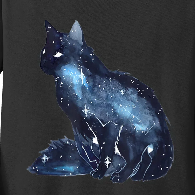 Galactic Cat Astronomy Kitten Stars Solar System Kids Long Sleeve Shirt