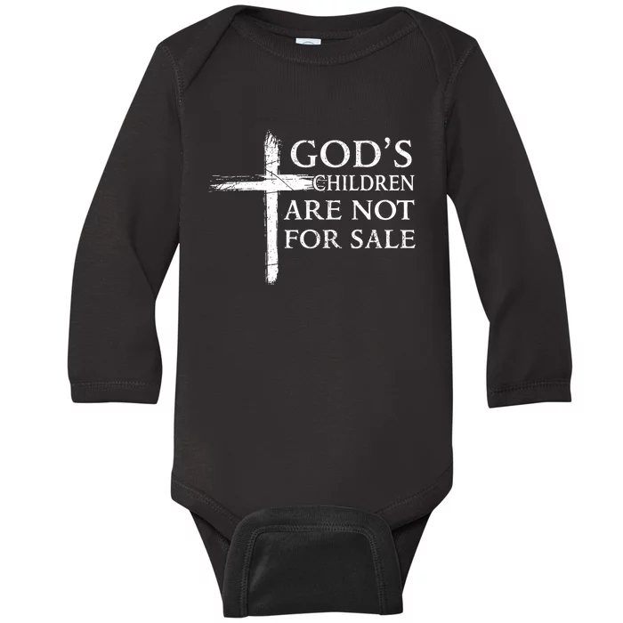 Gods Children Are Not For Sale Cross Christian Baby Long Sleeve Bodysuit