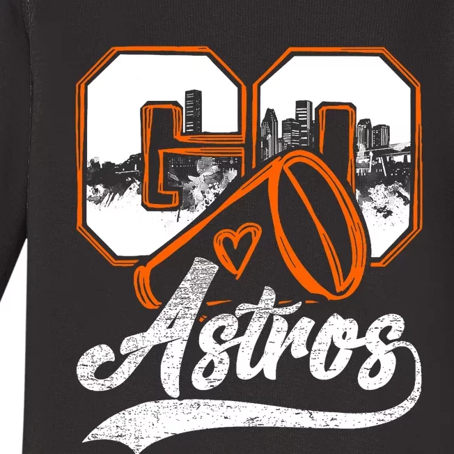 Go Cheer Astros_ Name Athletic Sports Gift Baby Long Sleeve Bodysuit