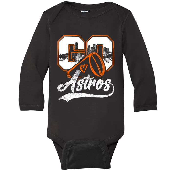 Go Cheer Astros_ Name Athletic Sports Gift Baby Long Sleeve Bodysuit