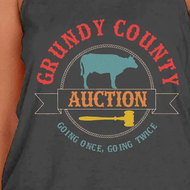 Grundy County Auction Going Once Going Twice Women's Knotted Racerback Tank