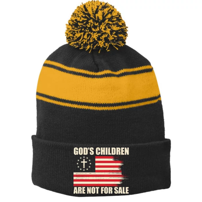 Gods Children Are Not For Sale Funny Christian Quote Stripe Pom Pom Beanie