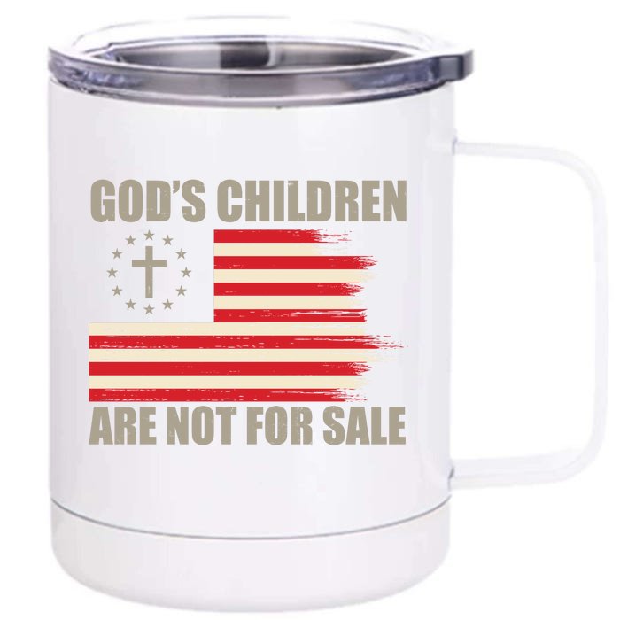 Gods Children Are Not For Sale Funny Christian Quote Front & Back 12oz Stainless Steel Tumbler Cup