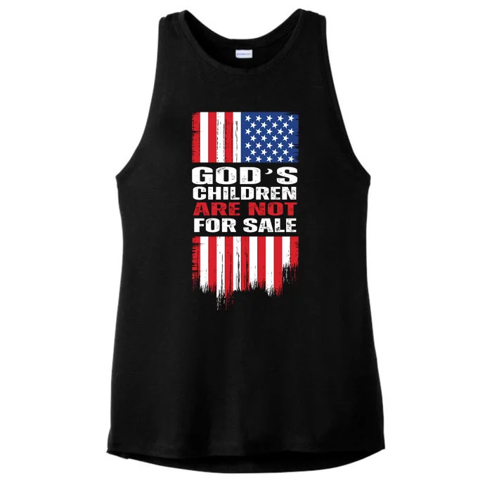 Gods Children Are Not For Sale American Flag Ladies Tri-Blend Wicking Tank