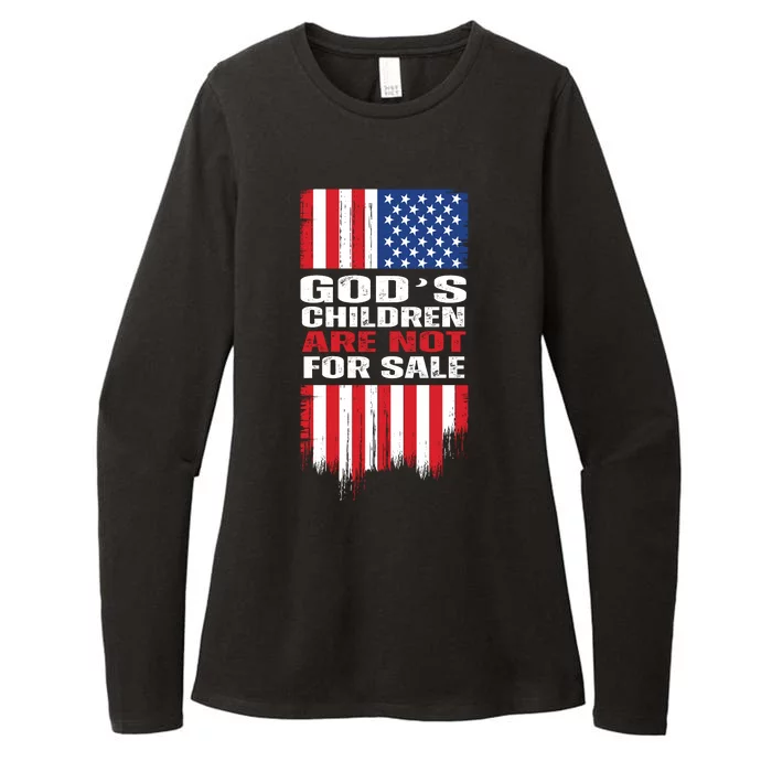 Gods Children Are Not For Sale American Flag Womens CVC Long Sleeve Shirt