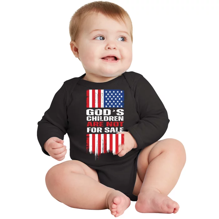 Gods Children Are Not For Sale American Flag Baby Long Sleeve Bodysuit