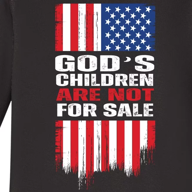 Gods Children Are Not For Sale American Flag Baby Long Sleeve Bodysuit