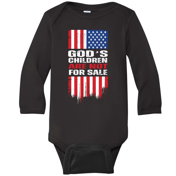 Gods Children Are Not For Sale American Flag Baby Long Sleeve Bodysuit