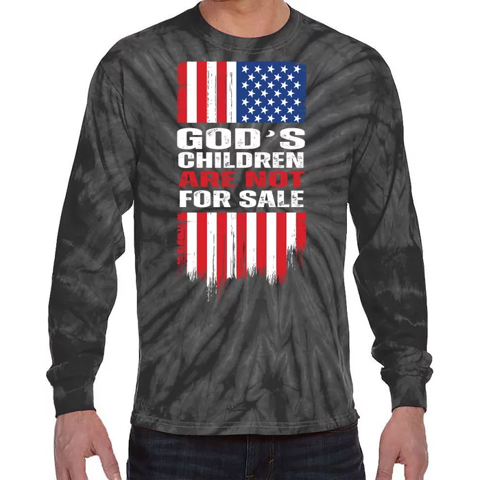 Gods Children Are Not For Sale American Flag Tie-Dye Long Sleeve Shirt