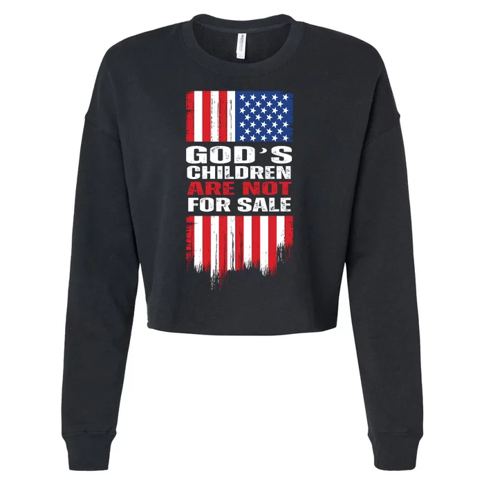 Gods Children Are Not For Sale American Flag Cropped Pullover Crew