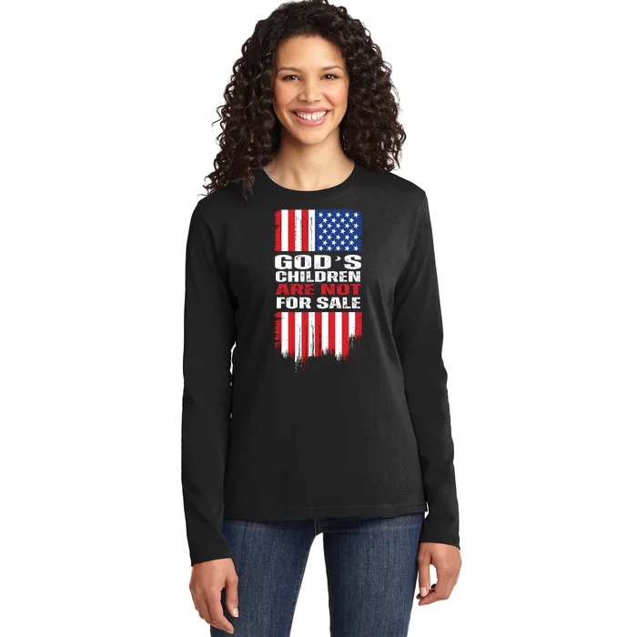 Gods Children Are Not For Sale American Flag Ladies Long Sleeve Shirt