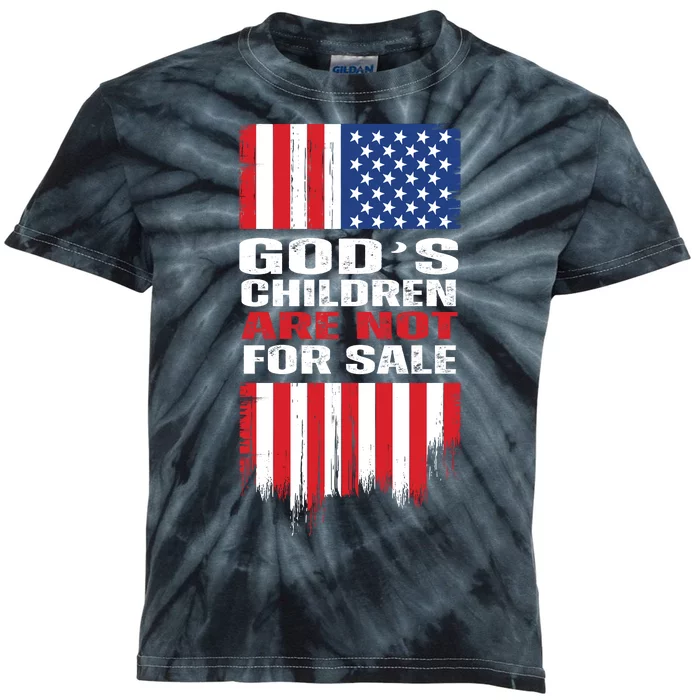 Gods Children Are Not For Sale American Flag Kids Tie-Dye T-Shirt