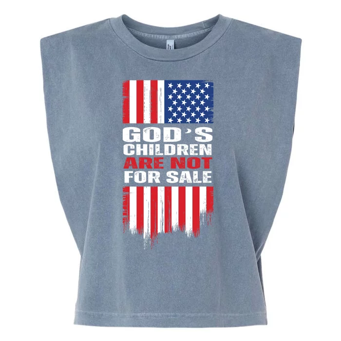 Gods Children Are Not For Sale American Flag Garment-Dyed Women's Muscle Tee