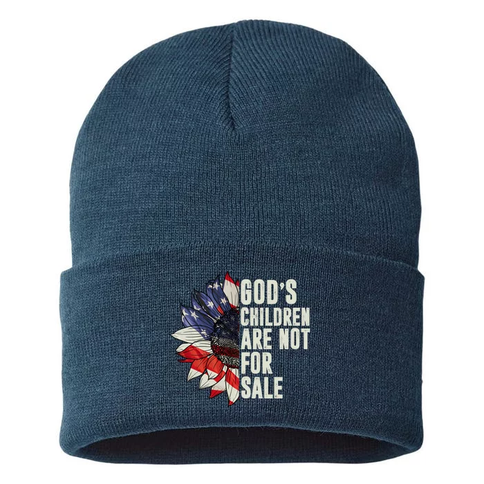 Gods Children Are Not For Sale Floral Flag Sustainable Knit Beanie