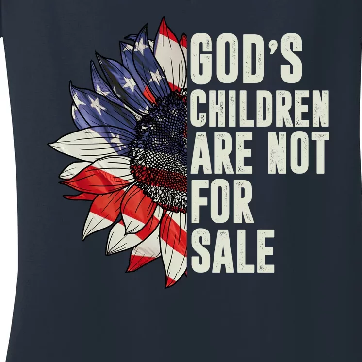 Gods Children Are Not For Sale Floral Flag Women's V-Neck T-Shirt