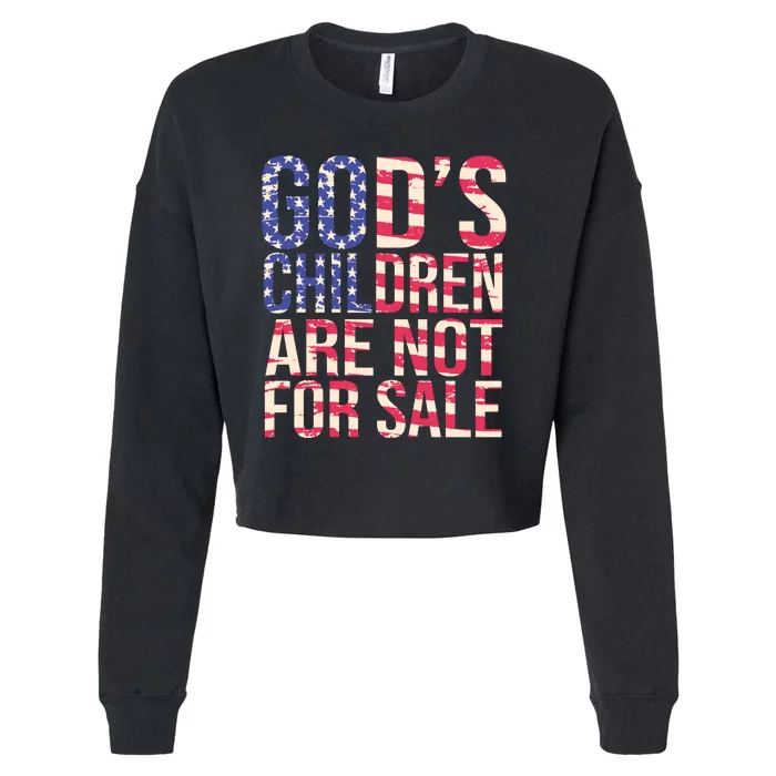 Gods Children Are Not For Sale USA Style Cropped Pullover Crew