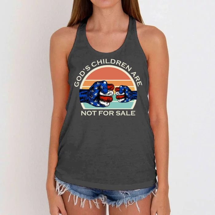 Gods Children Are Not For Sale Politcal USA Women's Knotted Racerback Tank