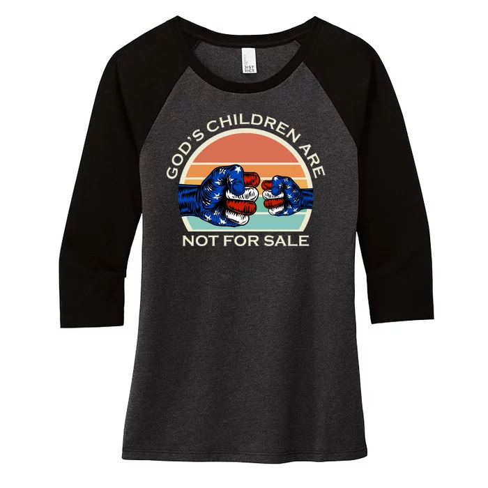 Gods Children Are Not For Sale Politcal USA Women's Tri-Blend 3/4-Sleeve Raglan Shirt