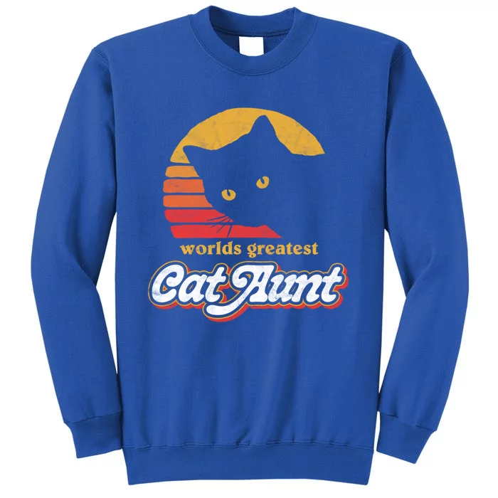 Greatest Cat Aunt Vintage Eighties Style Cat Retro Cute Gift Tall Sweatshirt