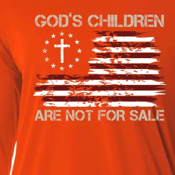 Gods Children Are Not For Sale American Flag Cross Cooling Performance Long Sleeve Crew