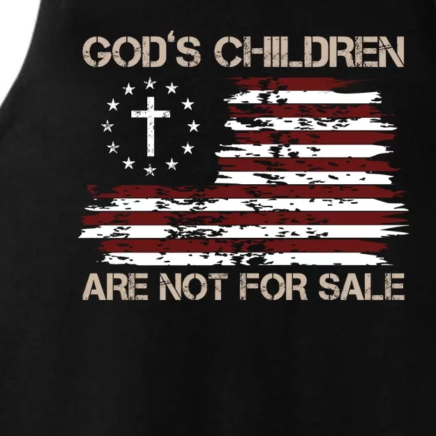 Gods Children Are Not For Sale American Flag Cross Ladies Tri-Blend Wicking Tank