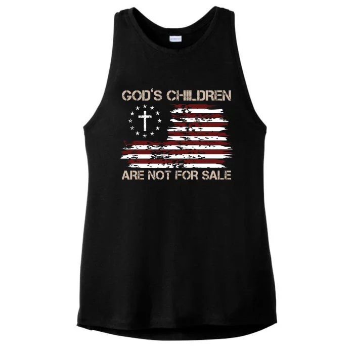 Gods Children Are Not For Sale American Flag Cross Ladies Tri-Blend Wicking Tank