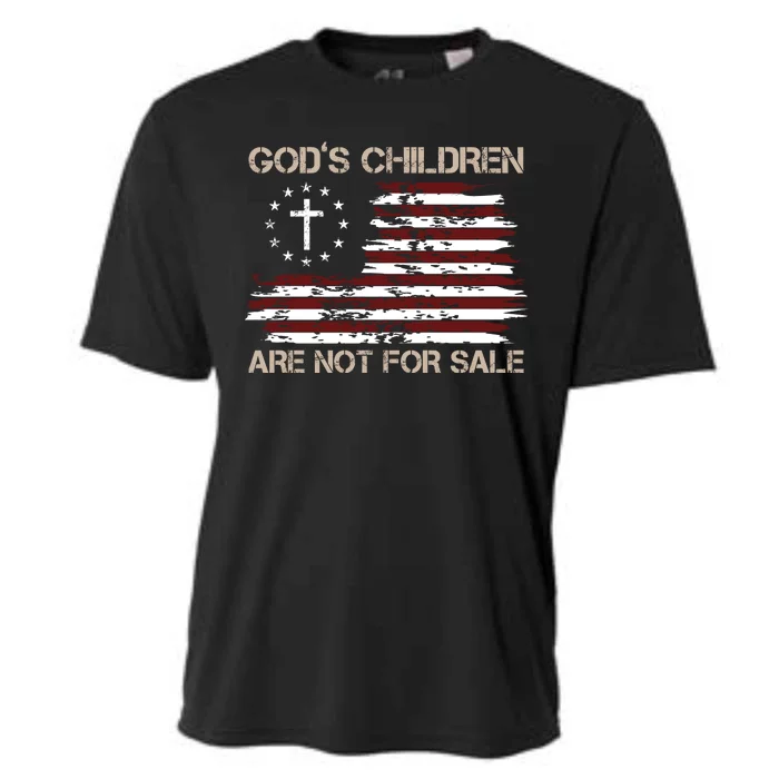 Gods Children Are Not For Sale American Flag Cross Cooling Performance Crew T-Shirt