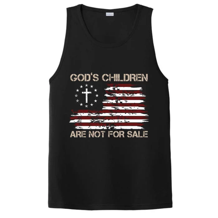 Gods Children Are Not For Sale American Flag Cross Performance Tank