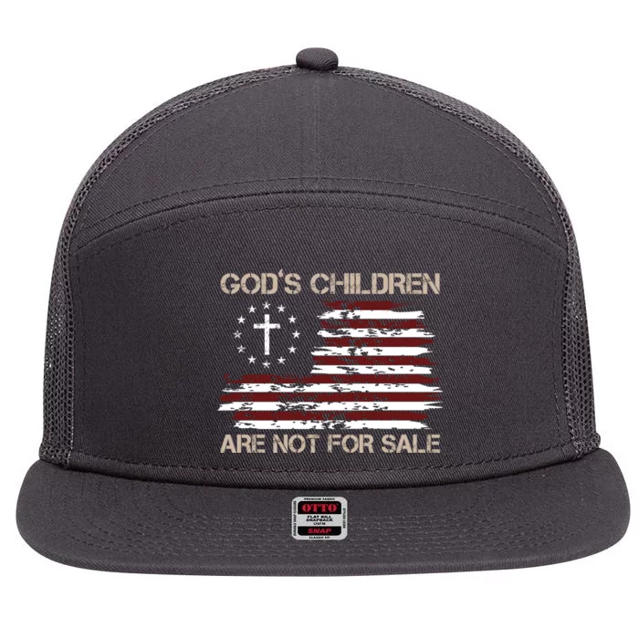 Gods Children Are Not For Sale American Flag Cross 7 Panel Mesh Trucker Snapback Hat